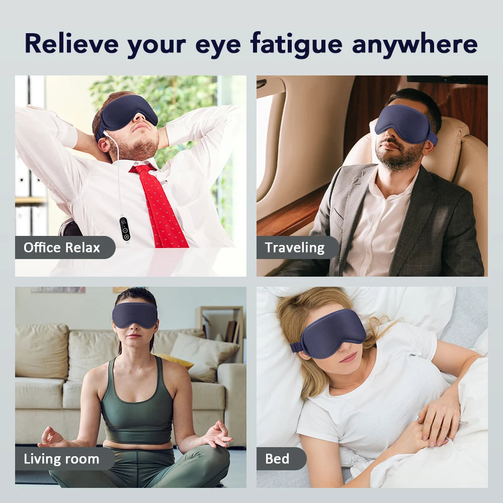 Masque Oculaire Chauffant Électrique – Compresse Chaude, Massage 3D & Anti-Fatigue Visuelle