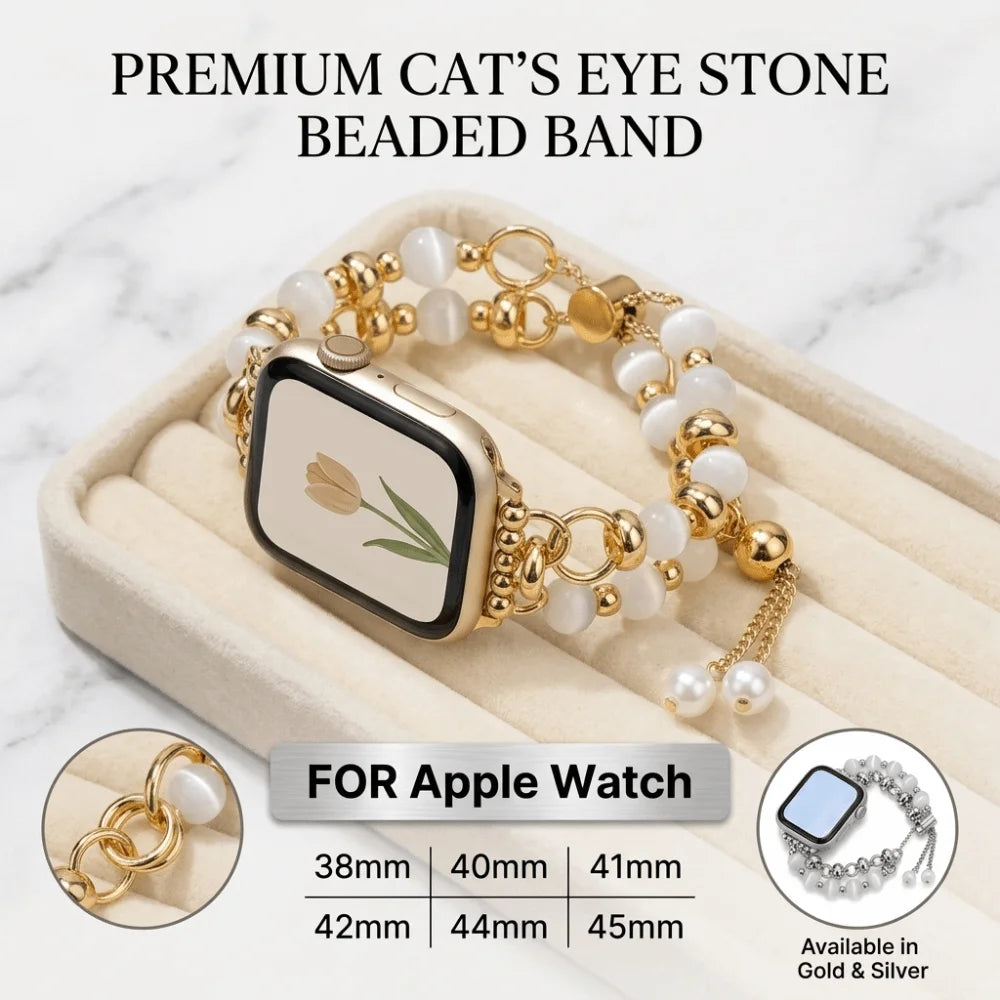Bracelet Montre Perles & Cristaux – Compatible Apple Watch 38-45mm | 10 Coloris, Ajustable