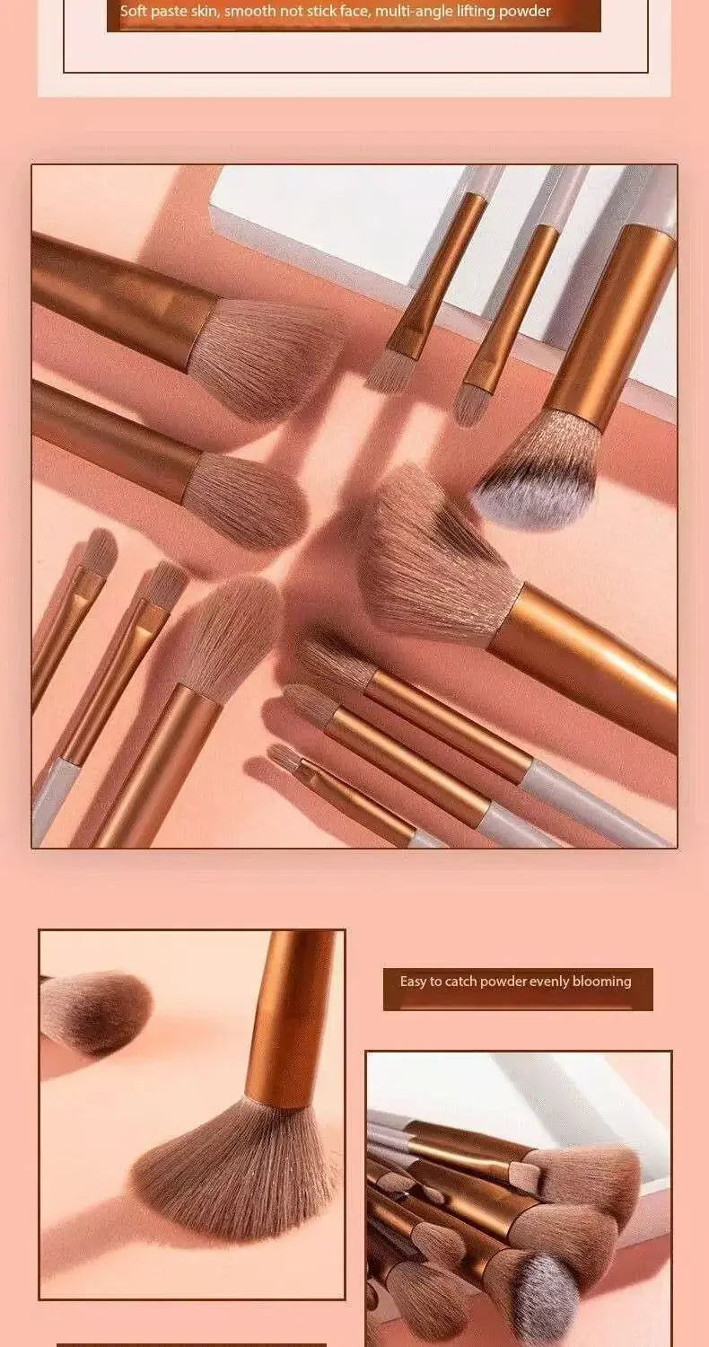 Set 13 Pinceaux Maquillage Ultra-Doux – Fond de Teint, Blush, Fard à Paupières & Contouring