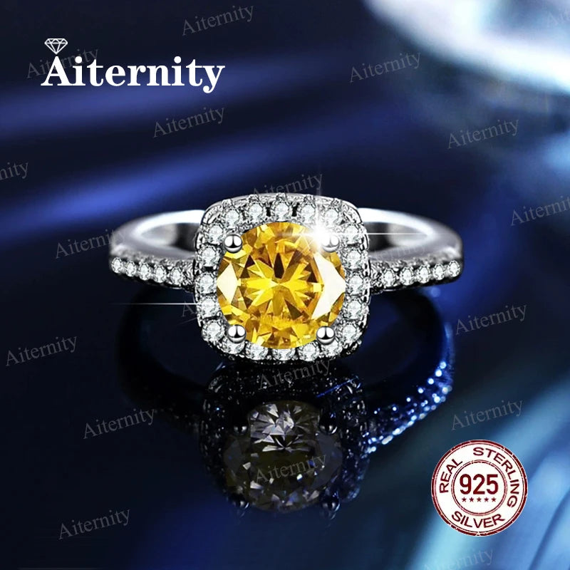 Bague Femme Argent 925 Moissanite & Zircon D VVS1