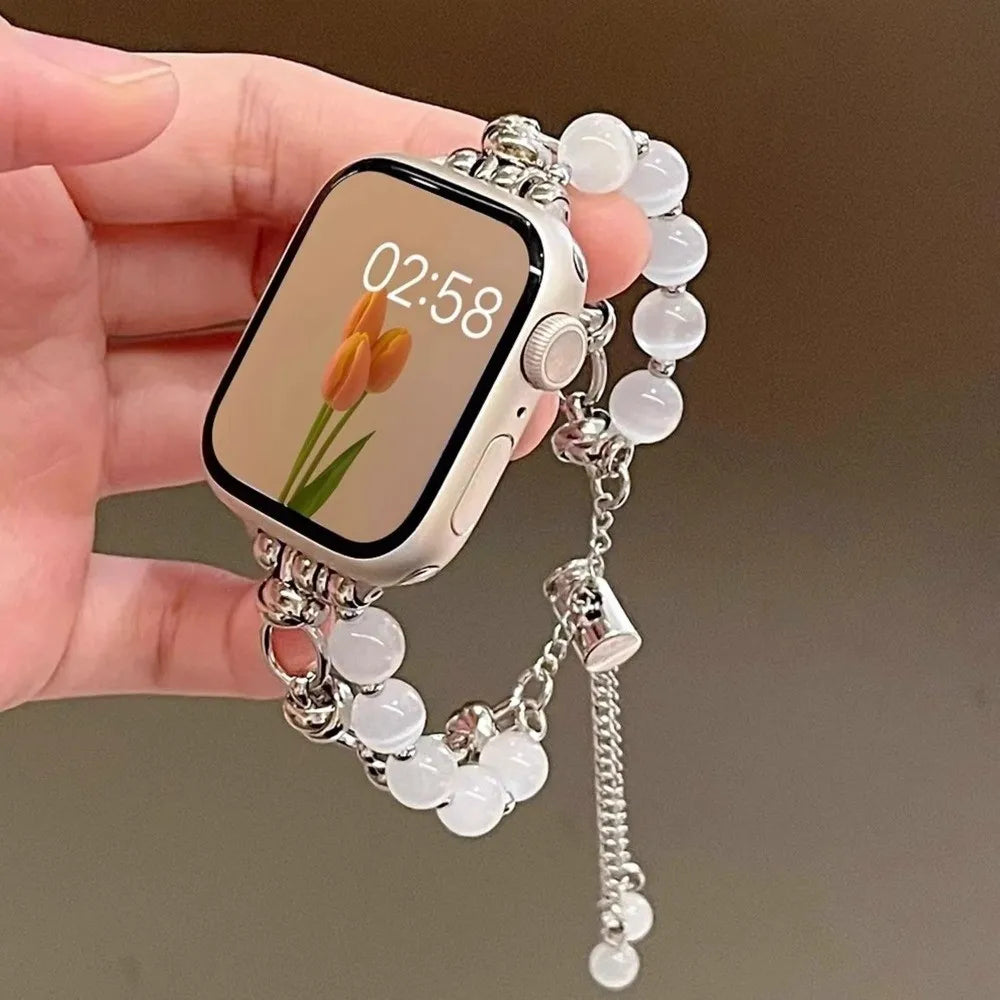Bracelet Montre Perles & Cristaux – Compatible Apple Watch 38-45mm | 10 Coloris, Ajustable