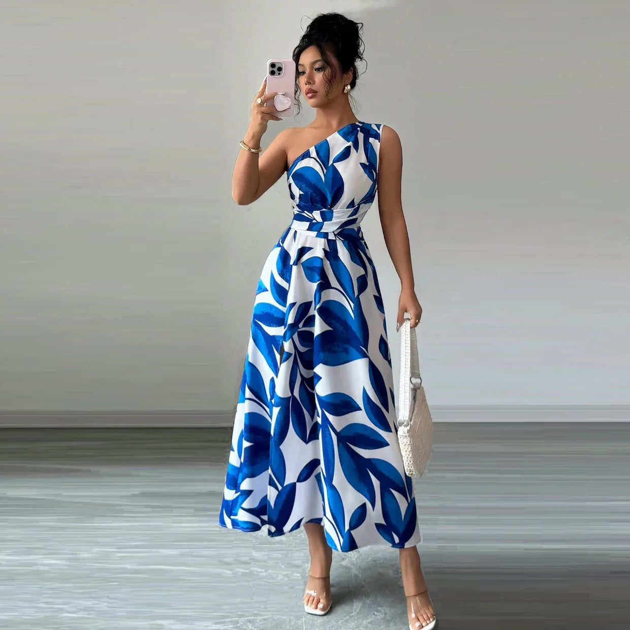 Robe Tricot Mi-Longue Femme Bicolore