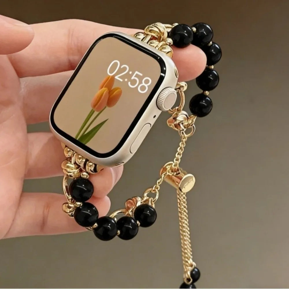 Bracelet Montre Perles & Cristaux – Compatible Apple Watch 38-45mm | 10 Coloris, Ajustable