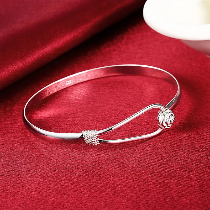 Bracelet Jonc Fleur Femme Argent 925 – Ajustable & Élégant | Aurata Style