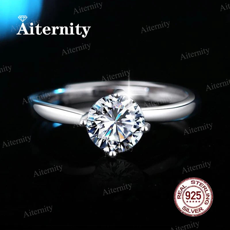 Bague Femme Argent 925 Moissanite & Zircon D VVS1