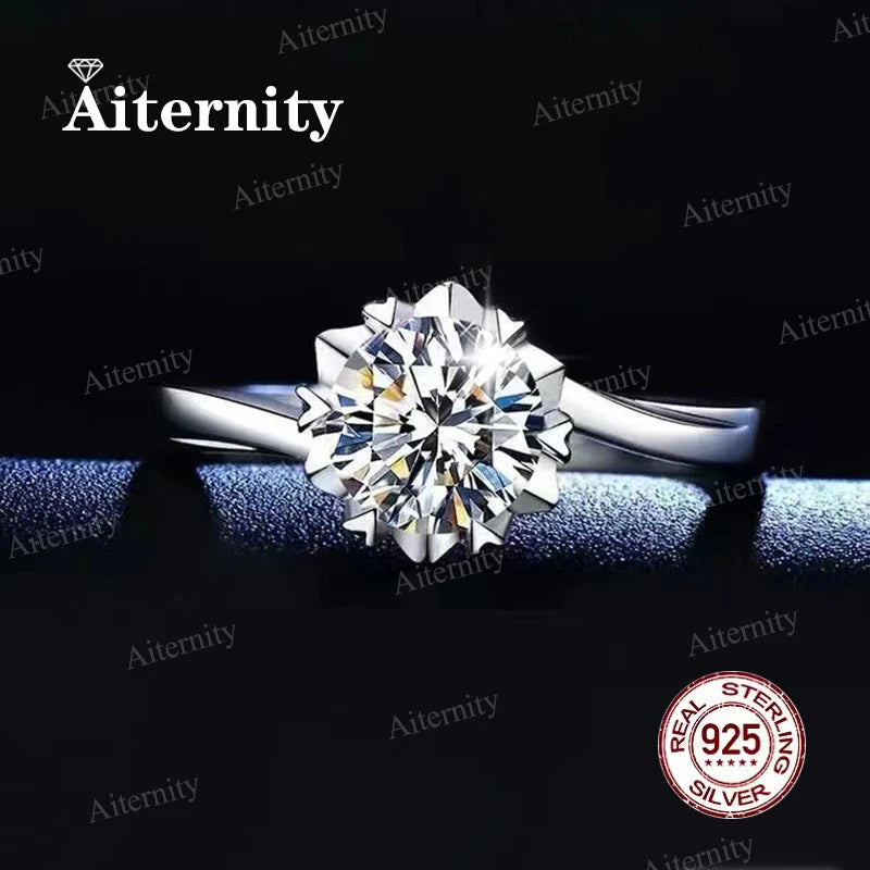 Bague Femme Argent 925 Moissanite & Zircon D VVS1