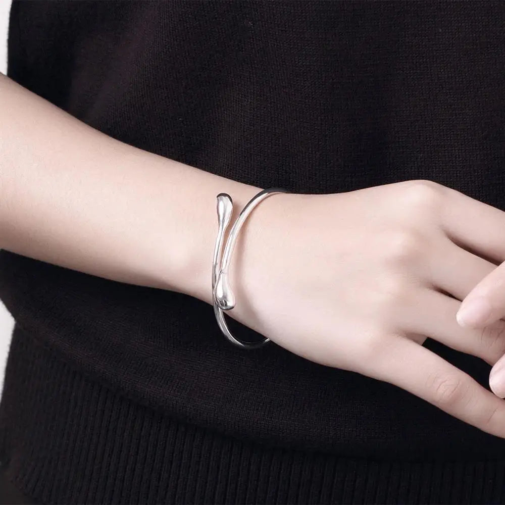 Parure Complète en Argent 925 Goutte d’Eau – Bracelet, Collier, Boucles & Bague | Cadeau Femme