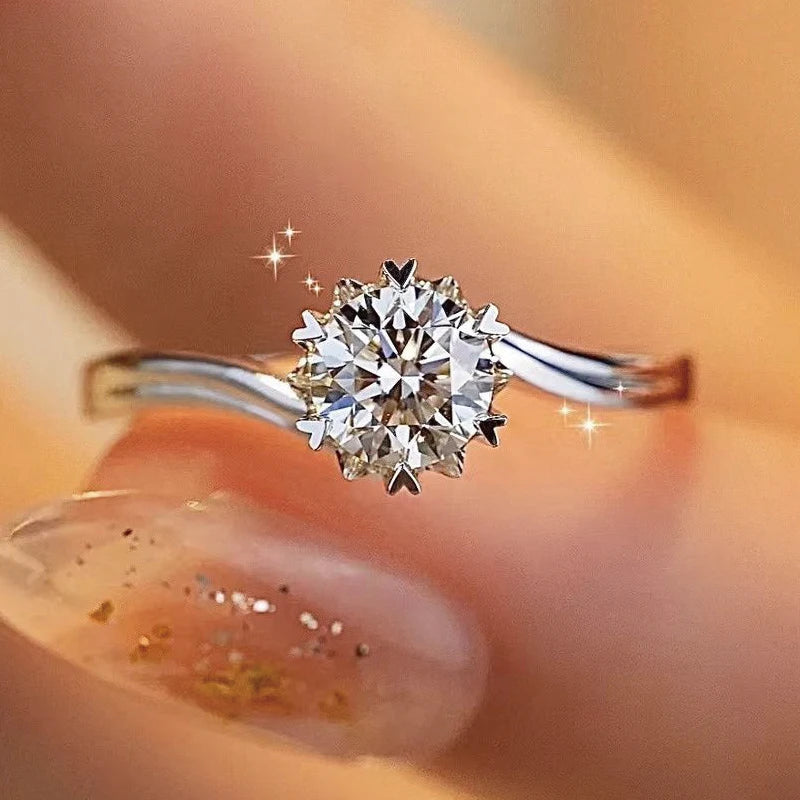 Bague Femme Argent 925 Moissanite & Zircon D VVS1