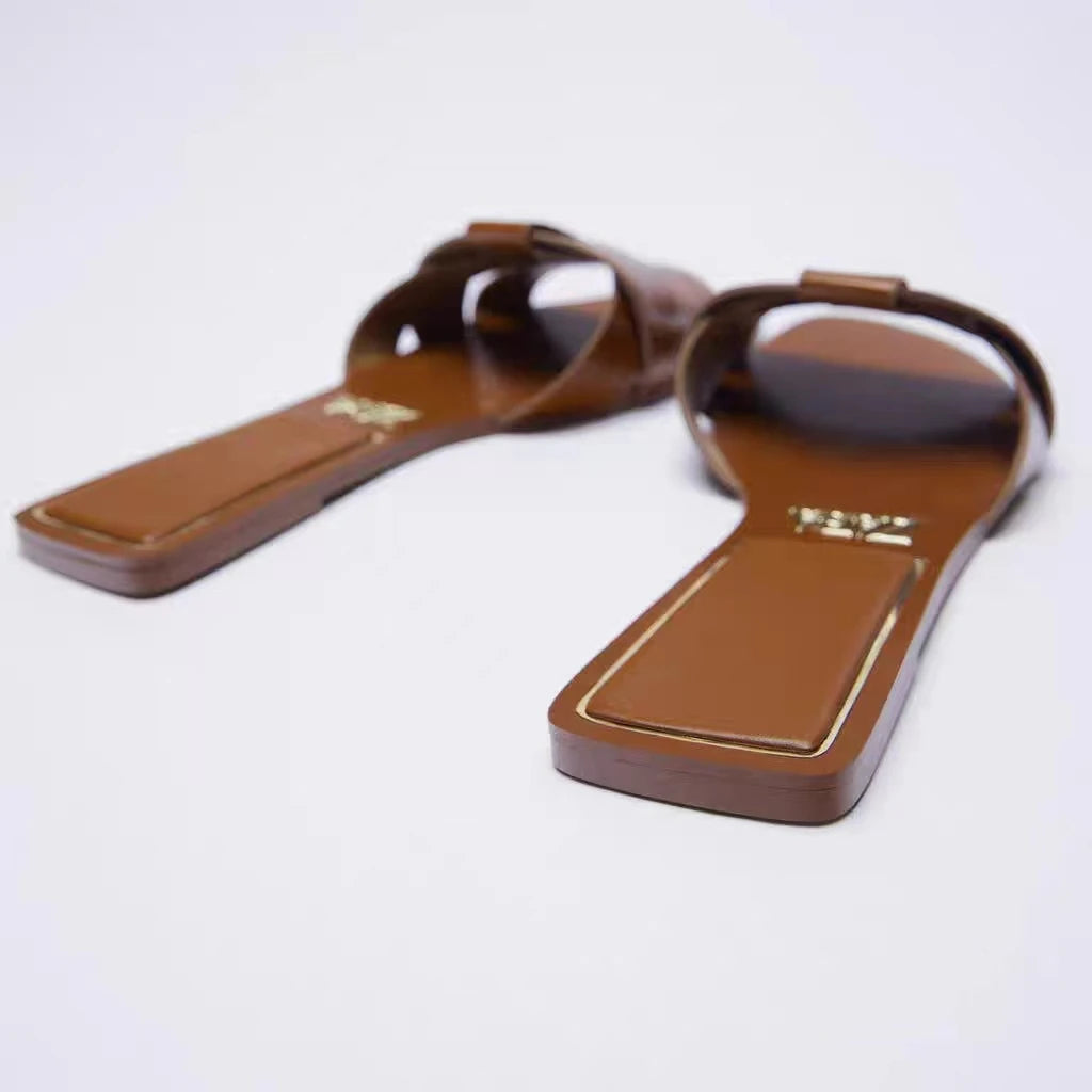 Mules Sandales Plates Femme Nœud Papillon