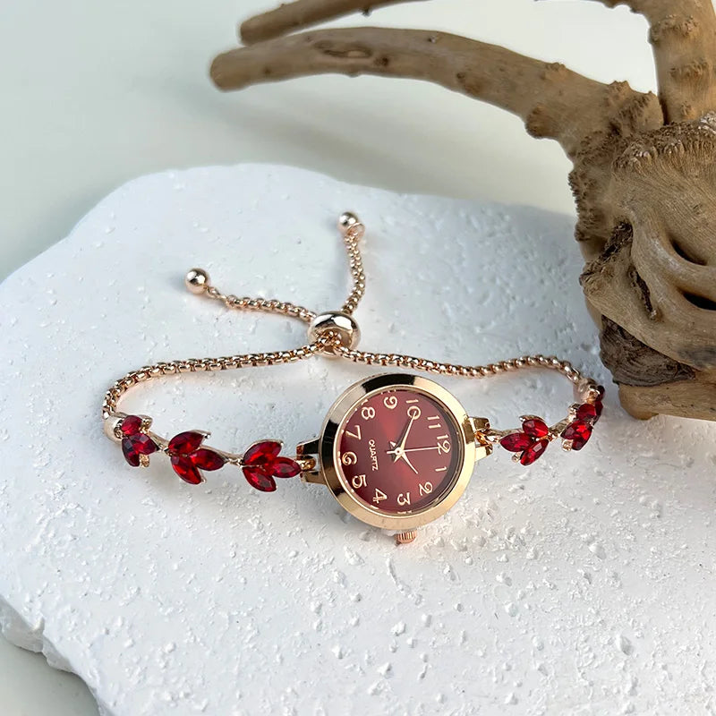 Montre Femme Quartz Élégante Bracelet Alliage Diamants