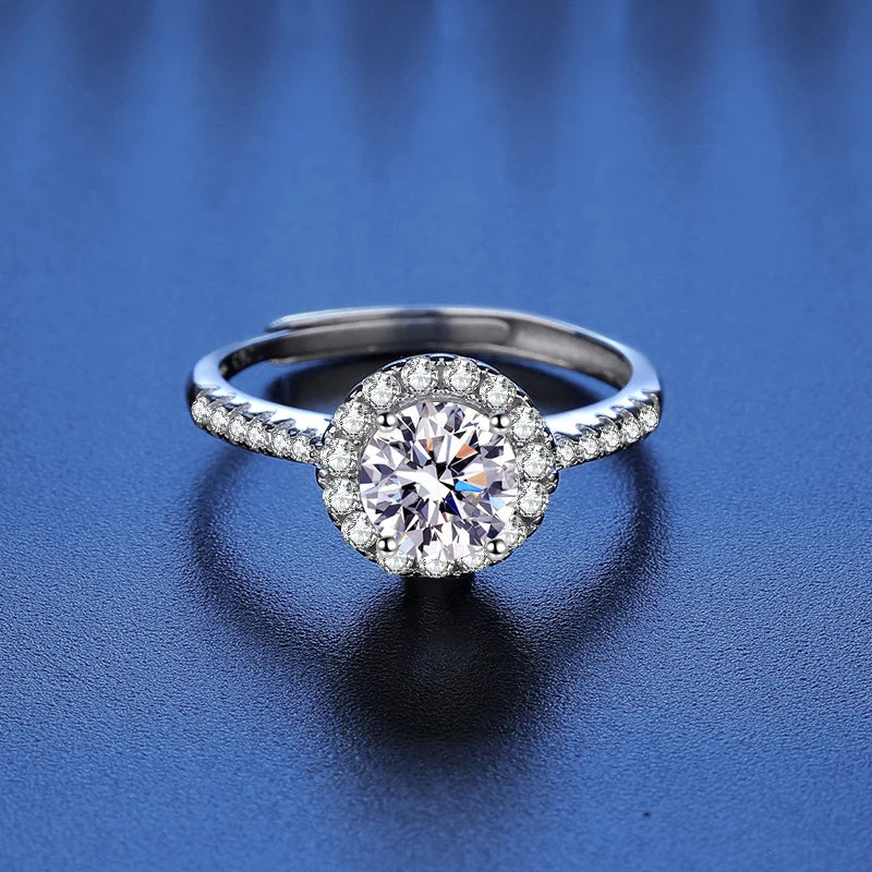 Bague Femme Argent 925 Moissanite & Zircon D VVS1