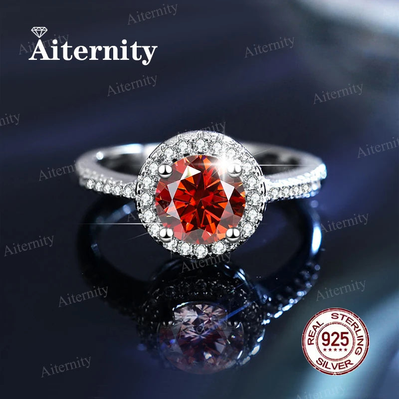 Bague Femme Argent 925 Moissanite & Zircon D VVS1