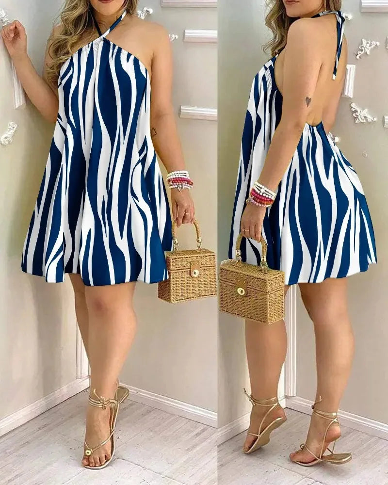 Robe Mini Halter Neck Imprimée Floral