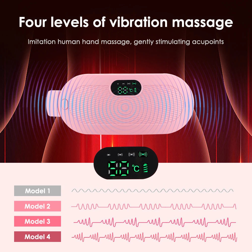 Ceinture Chauffante Menstruelle avec Massage Vibrant – Soulagement Crampes, 5 Températures