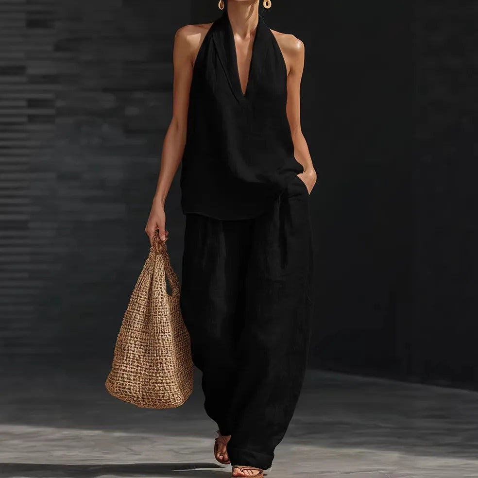 Ensemble 2 Pièces Femme Sans Manches Col V