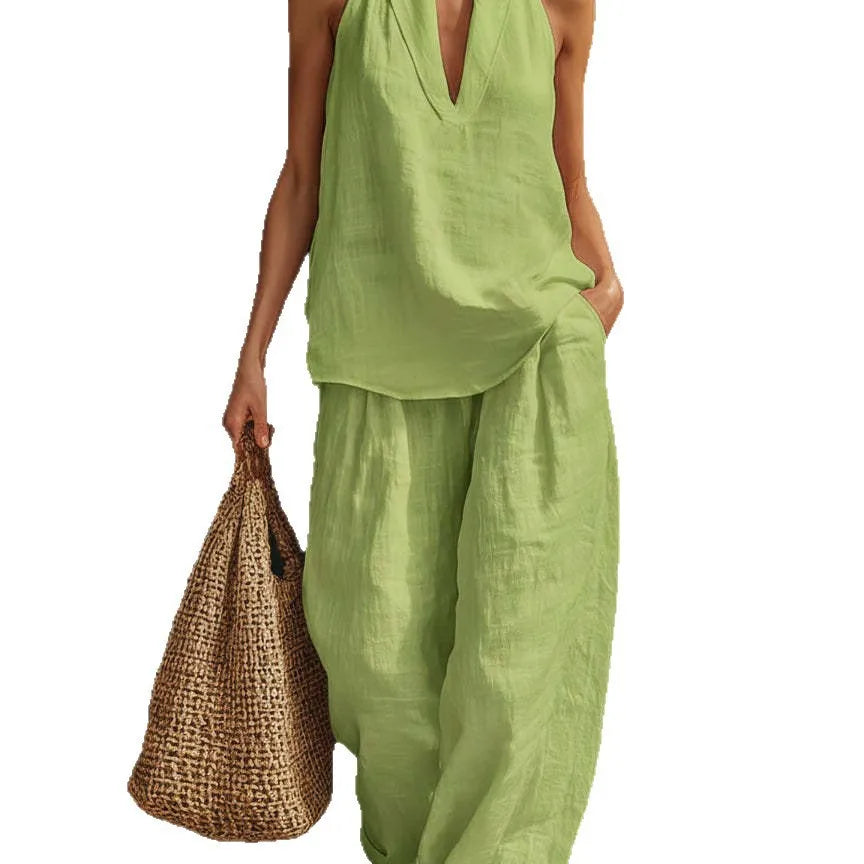 Ensemble 2 Pièces Femme Sans Manches Col V
