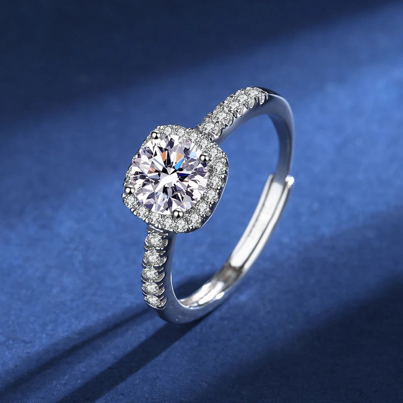 Bague Femme Argent 925 Moissanite & Zircon D VVS1