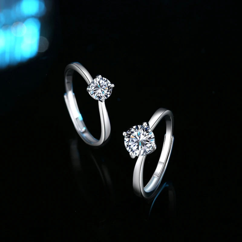 Bague Femme Argent 925 Moissanite & Zircon D VVS1