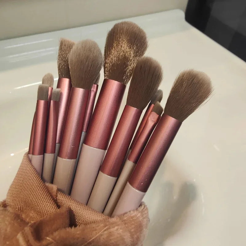 Set 13 Pinceaux Maquillage Ultra-Doux – Fond de Teint, Blush, Fard à Paupières & Contouring