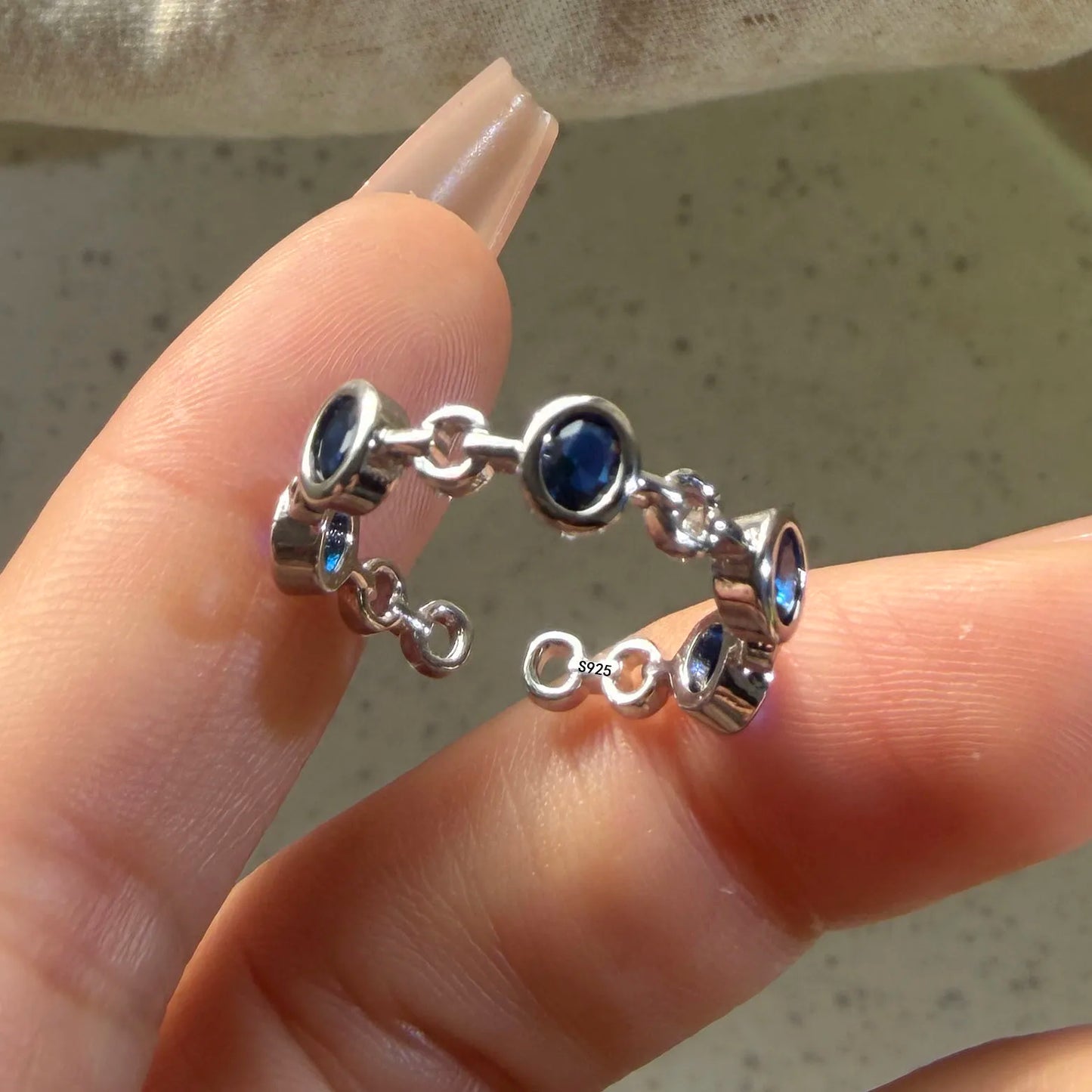 Bague Cocktail en Argent 925 & Zircon – Bijou Fin Minimaliste, Taille Ajustable, Anti-Allergie