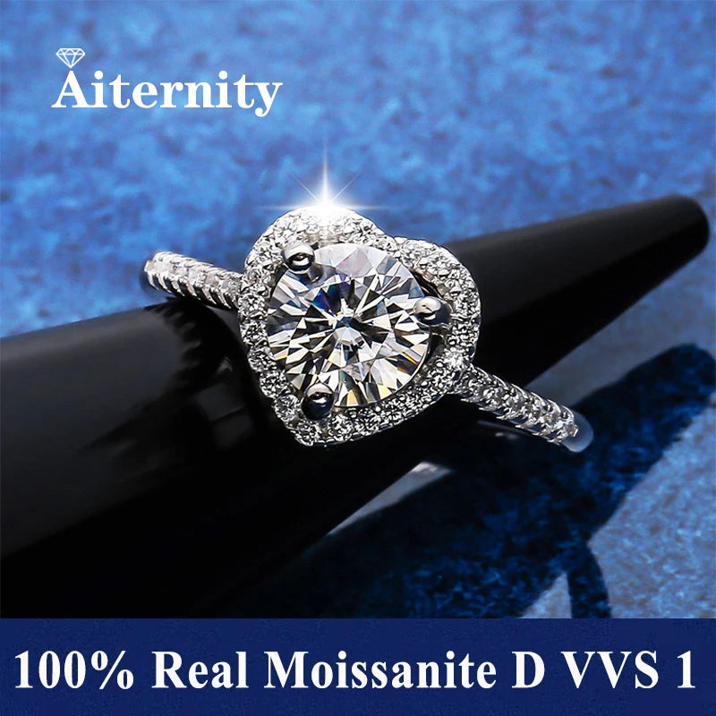 Bague Femme Argent 925 Moissanite & Zircon D VVS1