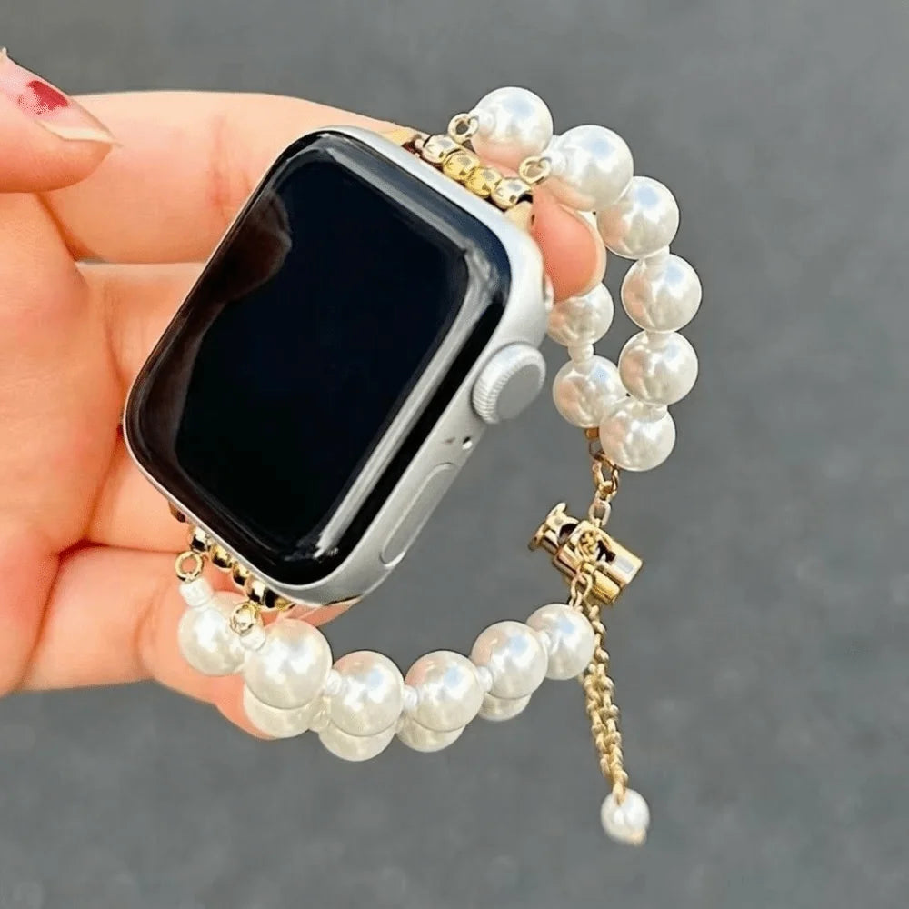 Bracelet Montre Perles & Cristaux – Compatible Apple Watch 38-45mm | 10 Coloris, Ajustable