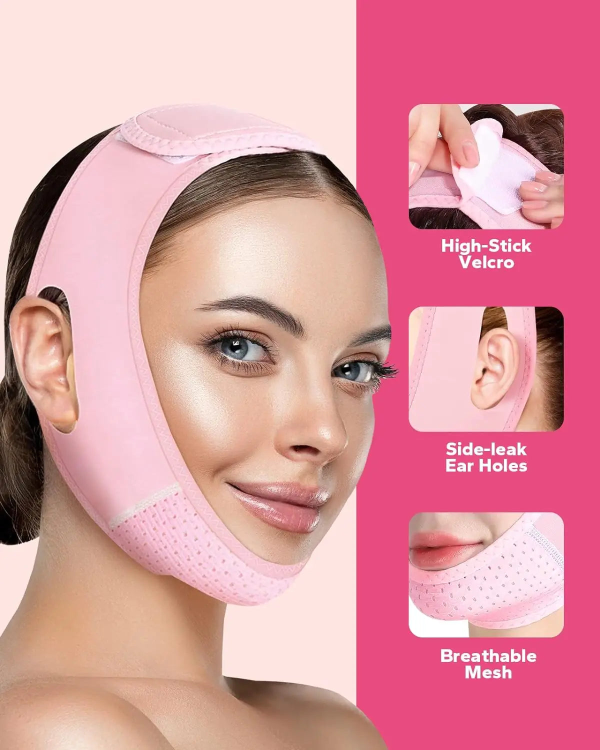 Masque V-Line Réutilisable – Sangle Liftante Anti-Double Menton & Visage Sculpté