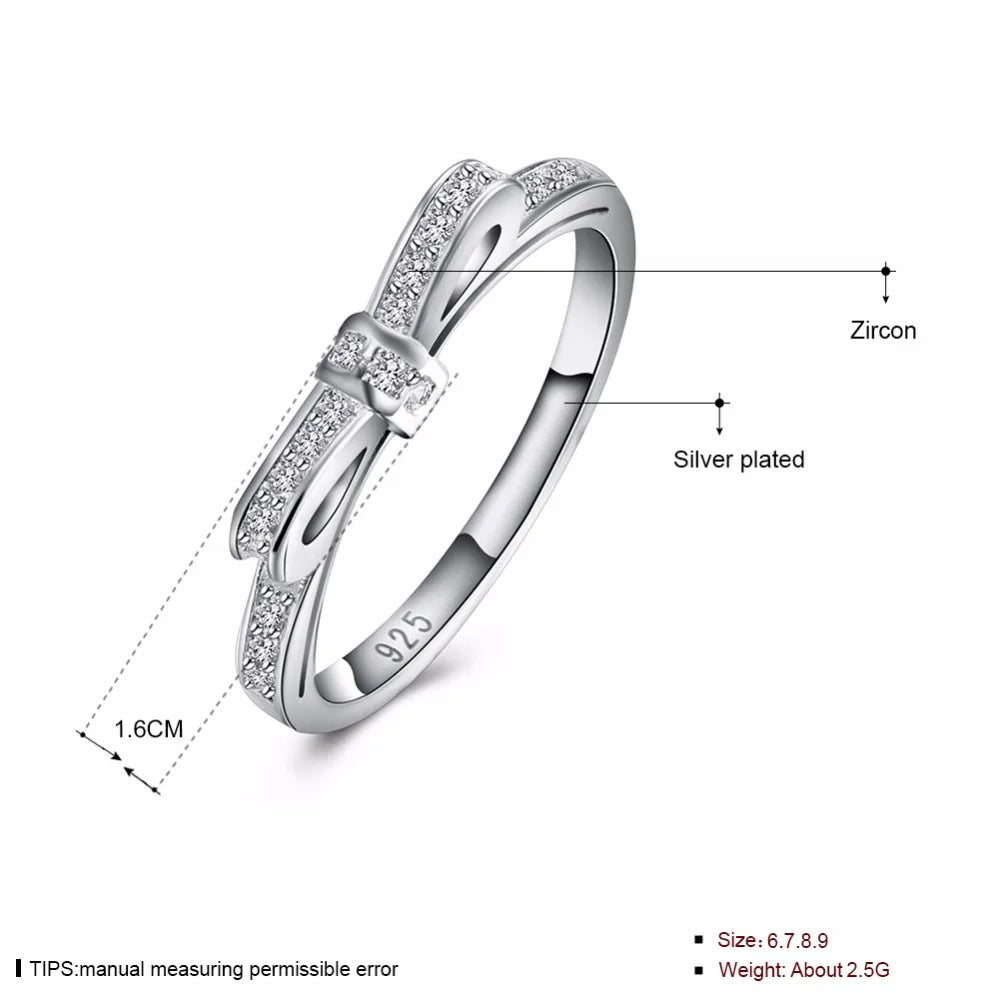 Bague Nœud Papillon Femme Argent Sterling 925