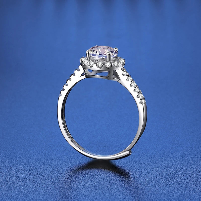 Bague Femme Argent 925 Moissanite & Zircon D VVS1