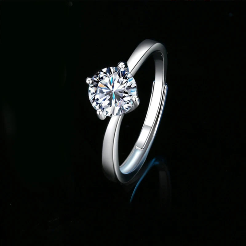 Bague Femme Argent 925 Moissanite & Zircon D VVS1