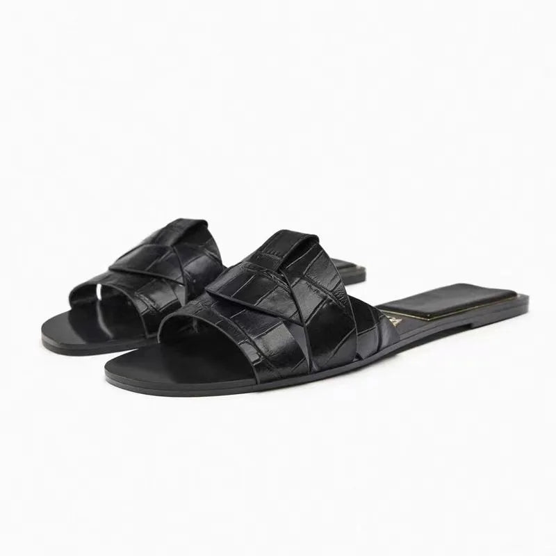 Mules Sandales Plates Femme Nœud Papillon