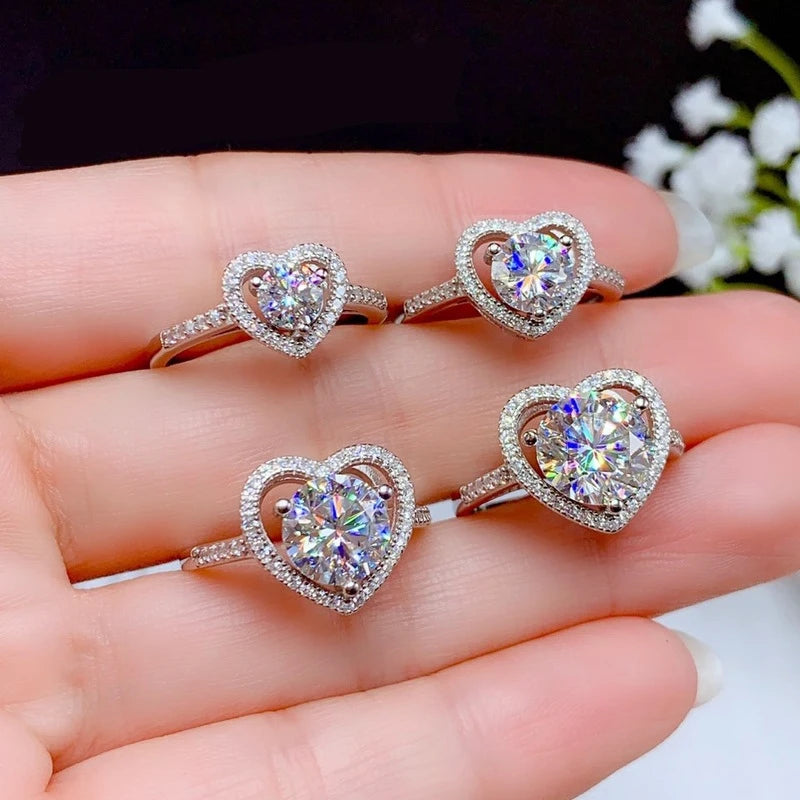Bague Femme Argent 925 Moissanite & Zircon D VVS1