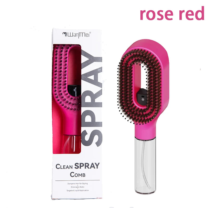 Brosse à Cheveux 2-en-1 avec Spray Brumisateur – Démêlage, Massage Cuir Chevelu & Anti-Statique