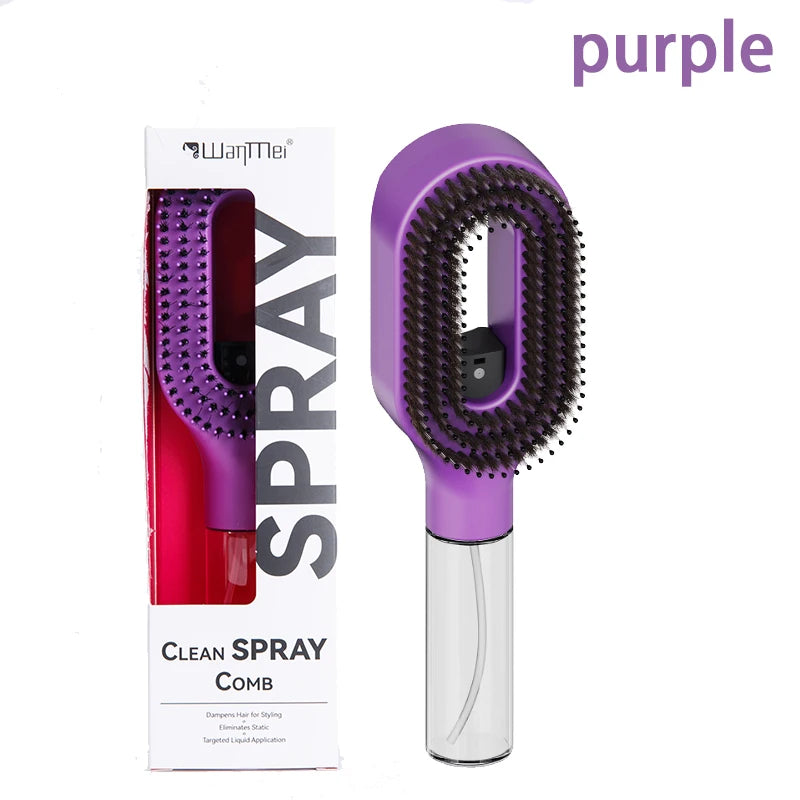 Brosse à Cheveux 2-en-1 avec Spray Brumisateur – Démêlage, Massage Cuir Chevelu & Anti-Statique