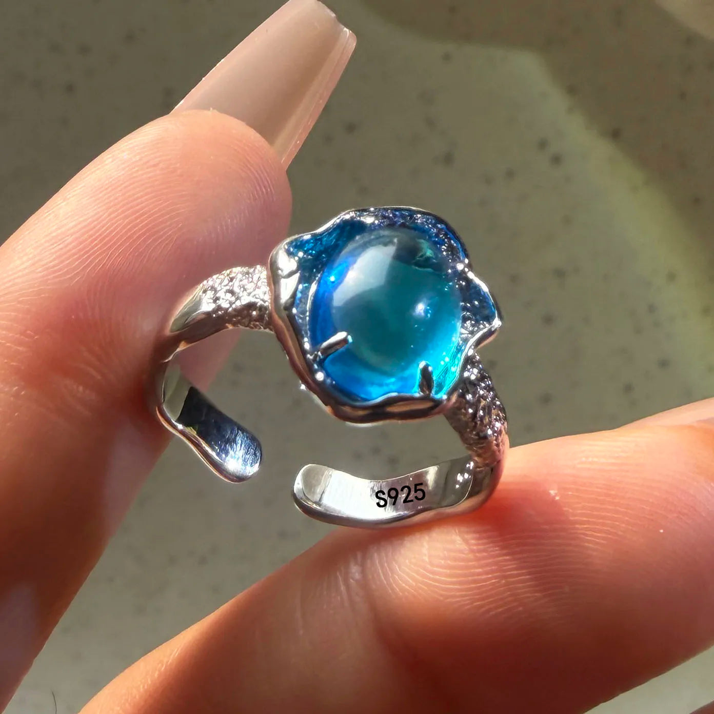 Bague Cocktail en Argent 925 & Zircon – Bijou Fin Minimaliste, Taille Ajustable, Anti-Allergie