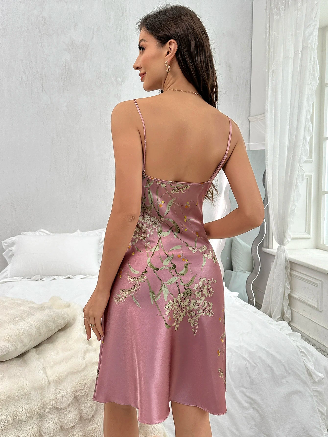Nuisette Robe de Nuit Femme Imprimée Floral