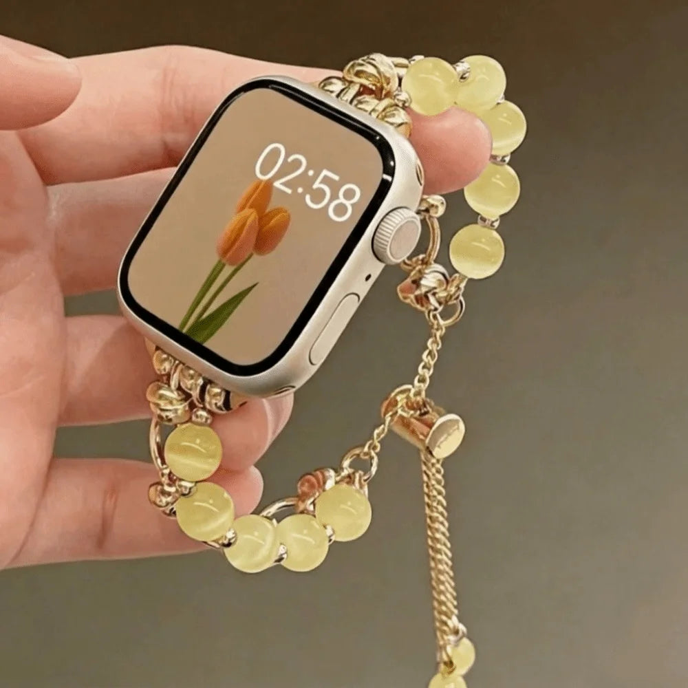 Bracelet Montre Perles & Cristaux – Compatible Apple Watch 38-45mm | 10 Coloris, Ajustable