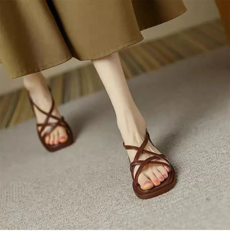 Sandales Plates Femme Style Romain