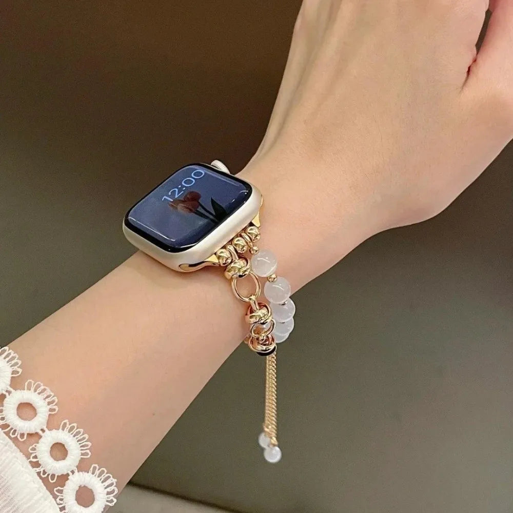 Bracelet Montre Perles & Cristaux – Compatible Apple Watch 38-45mm | 10 Coloris, Ajustable