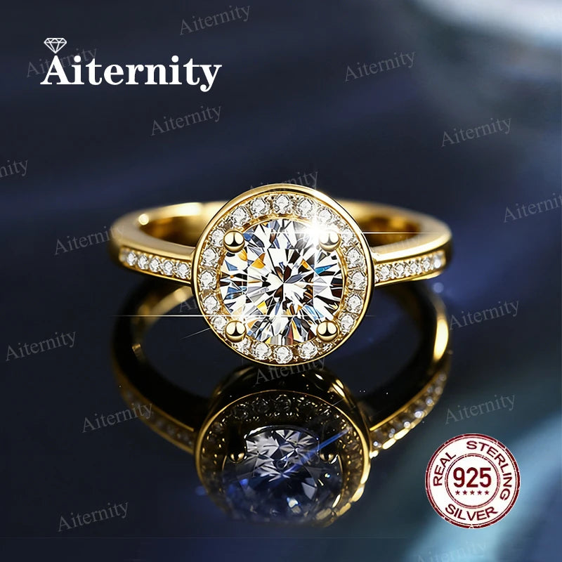 Bague Femme Argent 925 Moissanite & Zircon D VVS1