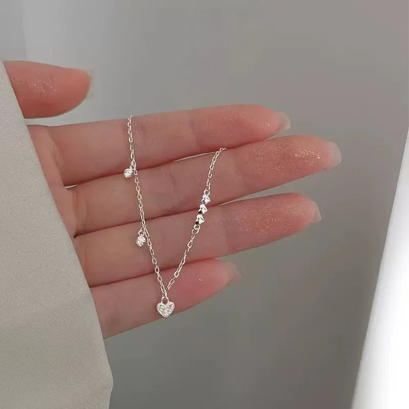 Bracelet Charm en Argent 925 & Zircon Cœur