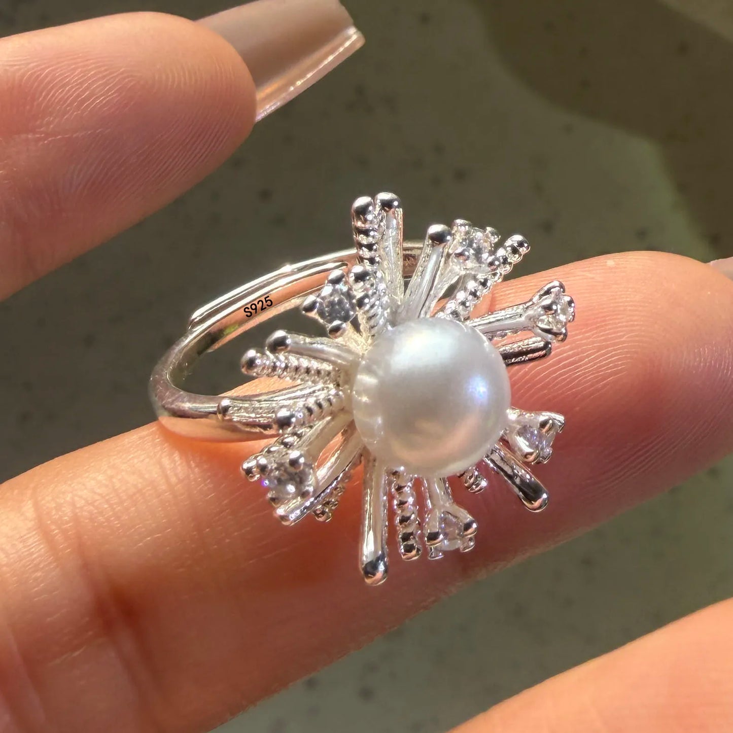 Bague Cocktail en Argent 925 & Zircon – Bijou Fin Minimaliste, Taille Ajustable, Anti-Allergie