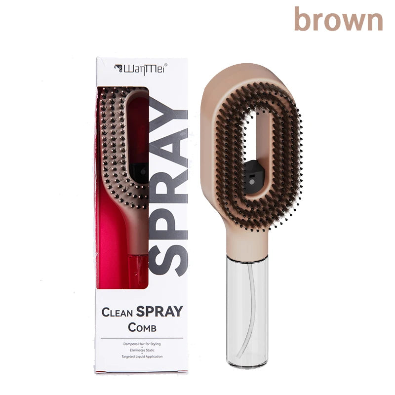 Brosse à Cheveux 2-en-1 avec Spray Brumisateur – Démêlage, Massage Cuir Chevelu & Anti-Statique