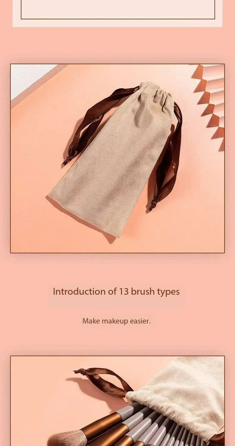 Set 13 Pinceaux Maquillage Ultra-Doux – Fond de Teint, Blush, Fard à Paupières & Contouring