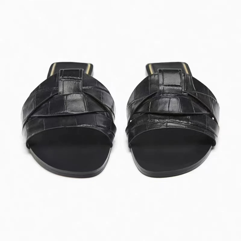 Mules Sandales Plates Femme Nœud Papillon