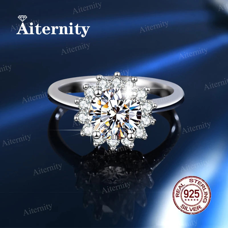Bague Femme Argent 925 Moissanite & Zircon D VVS1