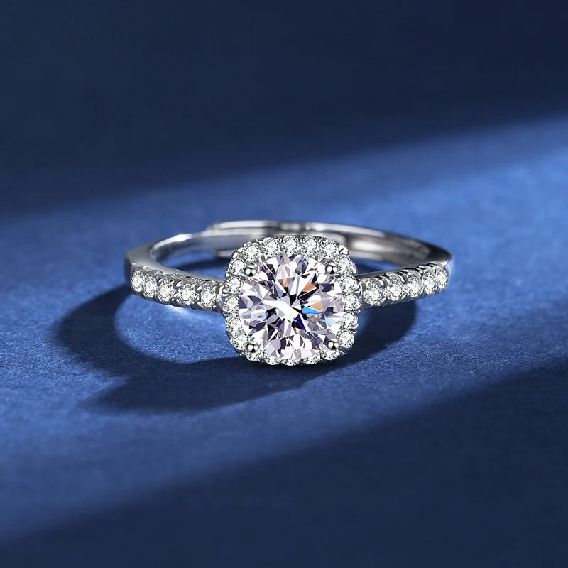 Bague Femme Argent 925 Moissanite & Zircon D VVS1