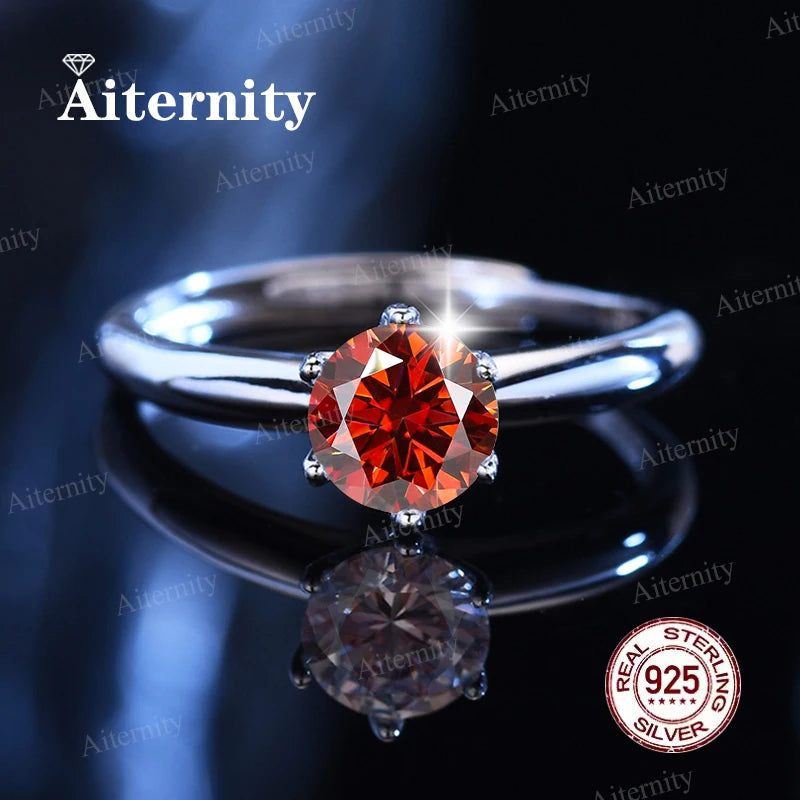 Bague Femme Argent 925 Moissanite & Zircon D VVS1