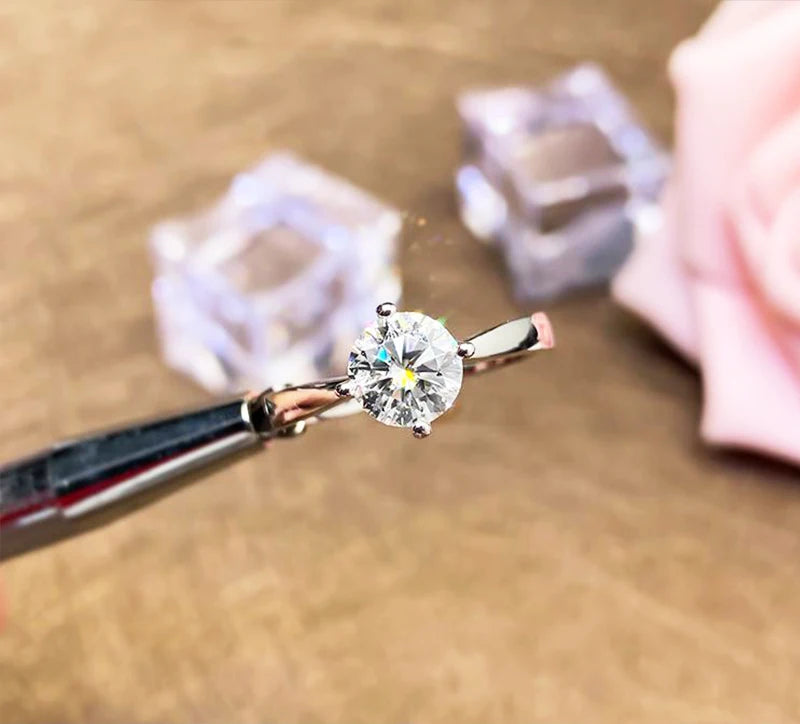 Bague Femme Argent 925 Moissanite & Zircon D VVS1