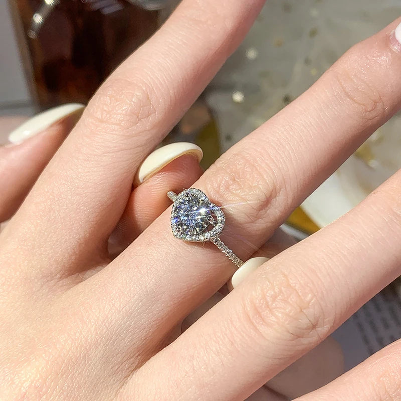 Bague Femme Argent 925 Moissanite & Zircon D VVS1